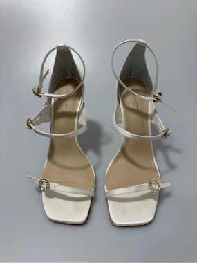 Cinq a Sept Celeste Satin Sandals Ivory White Women’s EU 37/US 7